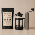 pack inicial Cafe de especialidad Recreo + Molinillo + prensa francesa 350 ml